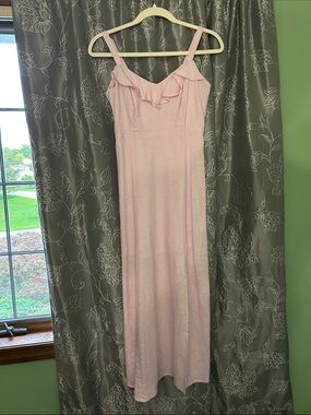 Light Pink Ruffle-Trim Maxi Dress
